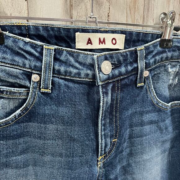 AMO Twist Blue Vixen With Destroy Skinny Jeans Womens Size 27 - Picture 2 of 7